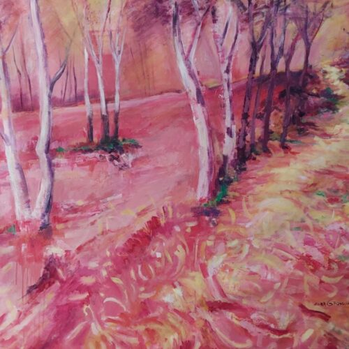 Sacred Forest is an acrylic landscape painting by the artist Zena Ghossoub